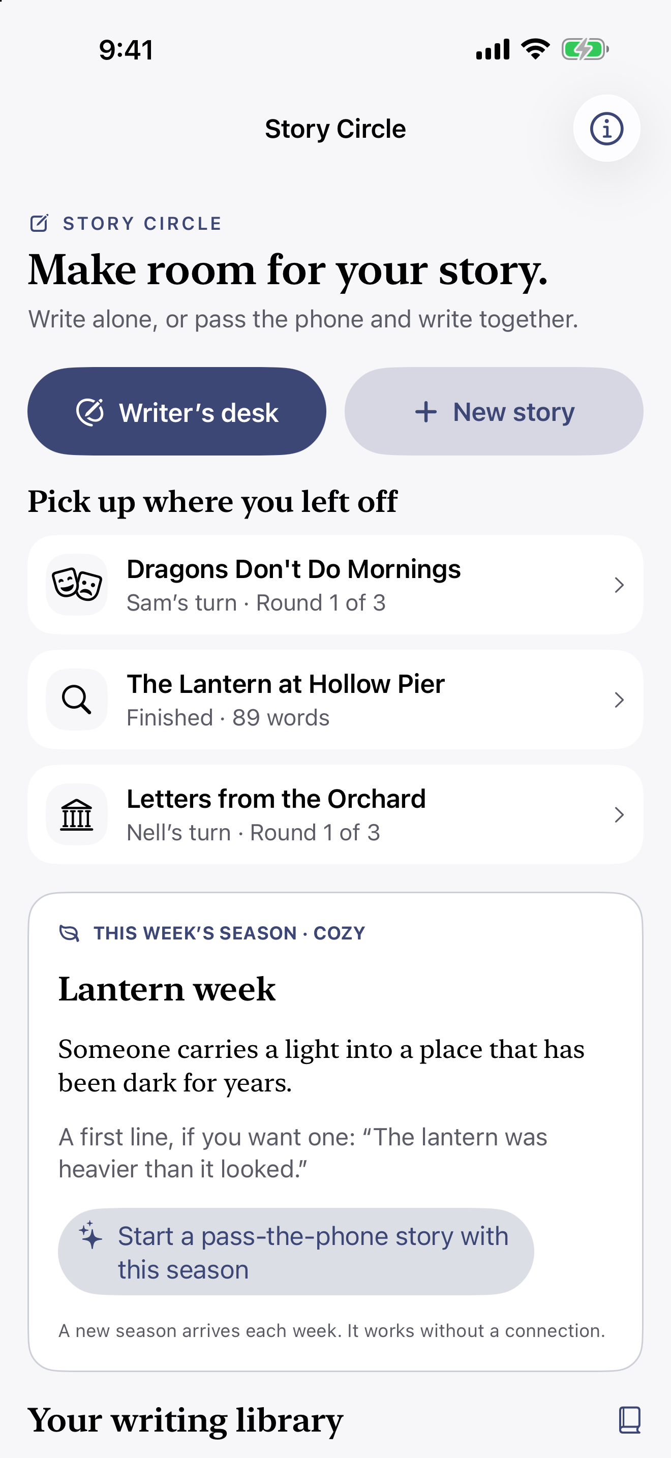 Your story library in Story Circle